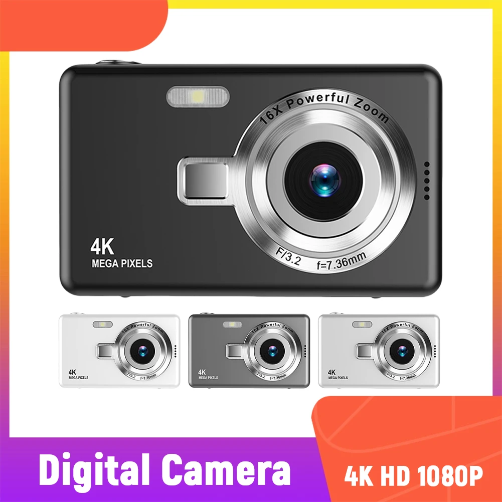 4K HD 1080P Камера для видеоблогинга с автофокусом, защитой от сотрясений, портативная, с 16-кратным зумом и 2,4-дюймовым IPS-экраном для детей, взрослых и начинающих