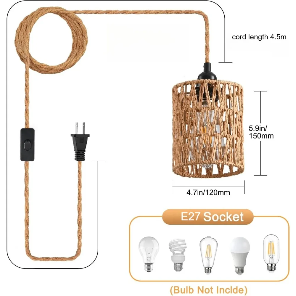 Japanese Hemp Rope Chandelier Zen Retro Industrial Style Dining Room Bedroom Antique Style Wall Lamp Home Decorative Lighting