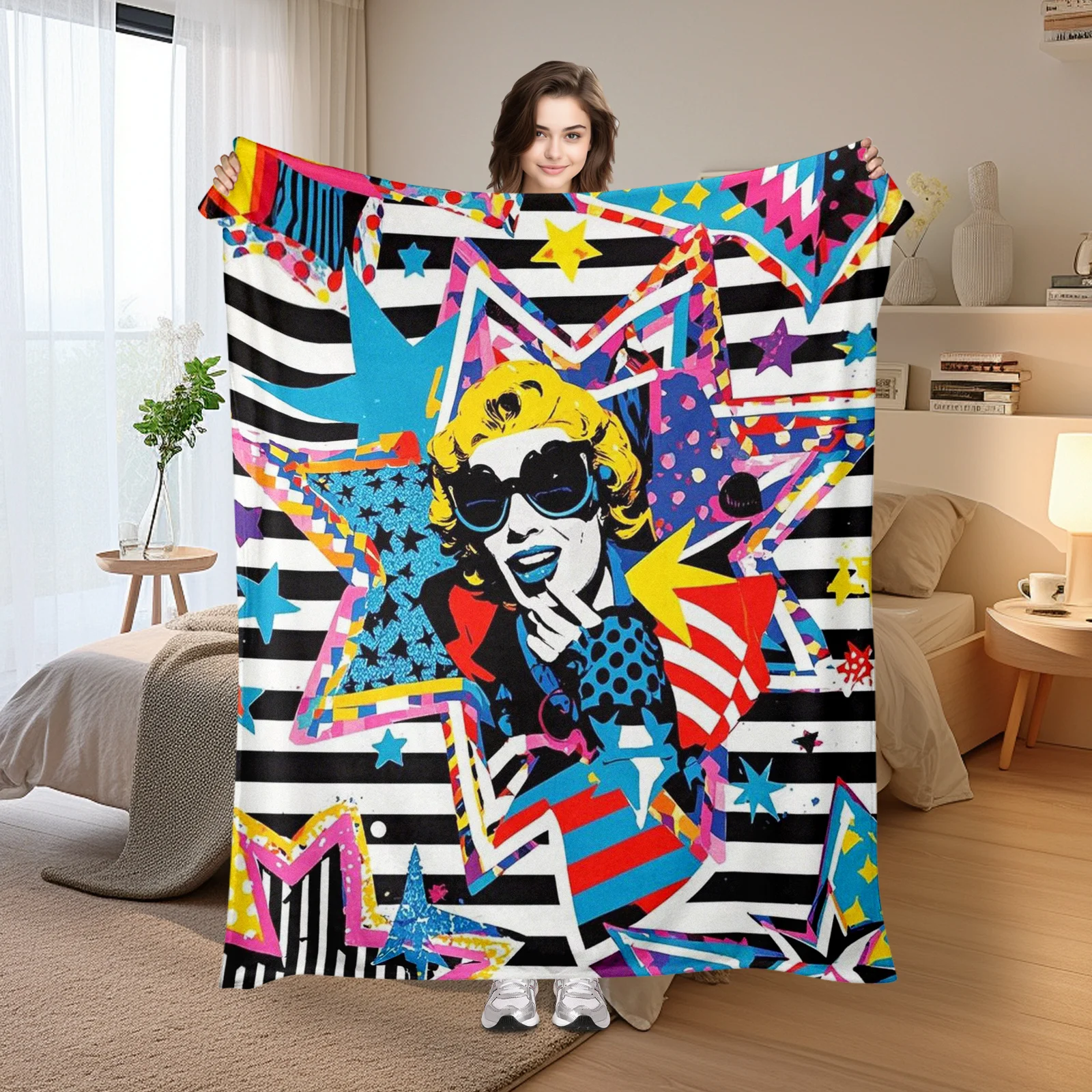 

Star Stripe With Exaggerated Repetition And Line Design Blanket For A Dynamic And Graphic Home Decor With Modern Aesthetic Style