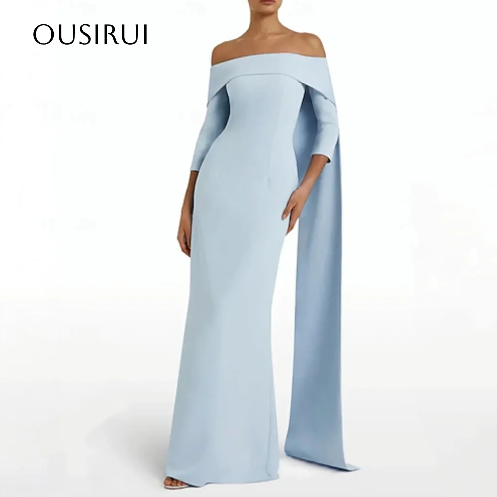 

Customized Long Light Blue Evening Dresses with Slit Mermaid Red Floor Length فساتين سهرة Prom Dress for Women Wedding