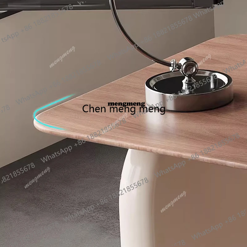 Modern Fashion Wooden Rounded Corner Desk with Drawer Storage Cabinet,computer desk,Contemporary Writing Table for Home Office