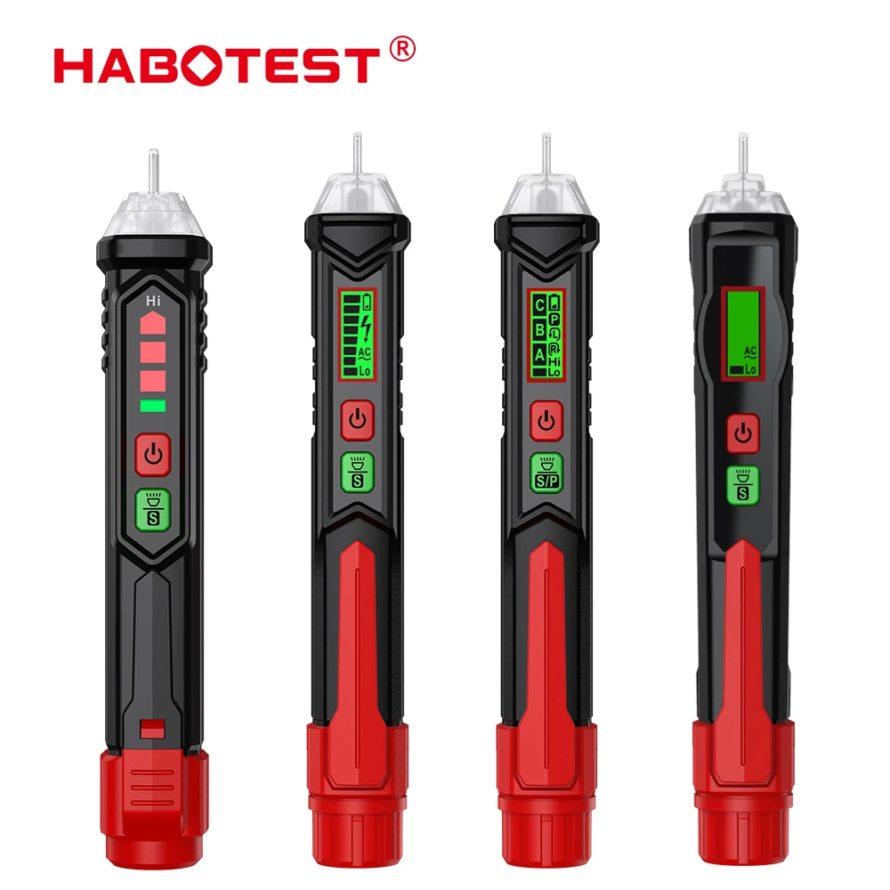 HABOTEST Non Contact Voltage Tester Pen Sound Light Alarm Dual Sensitivity AC12-1000V Live Neutral Detector Auto Power Off HT90