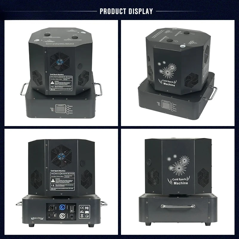 Wireless DMX Cold Spark Machine Black Double Moving Head Rotating Stage Spark Effect Machine For Wedding