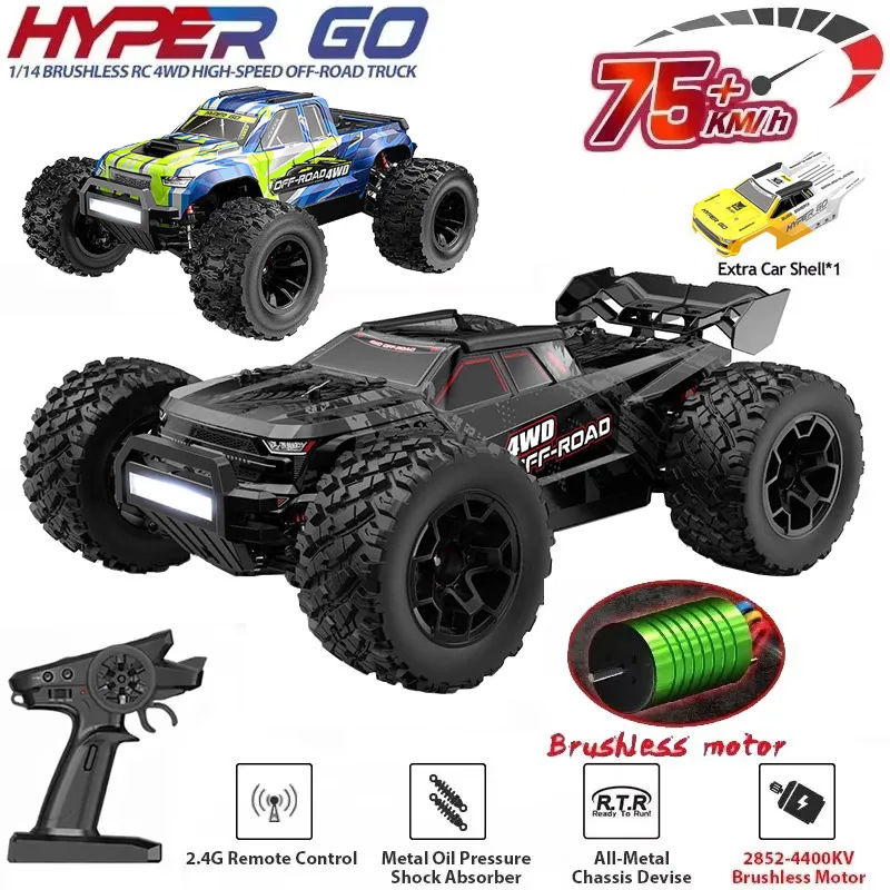 MJX Hyper Go 14207 14208 1/14 4WD RC سيارة 75KM/H أو 65KM/H فرش RC سباق السيارات التحكم عن بعد سيارات على الطرق الوعرة شاحنة اللعب