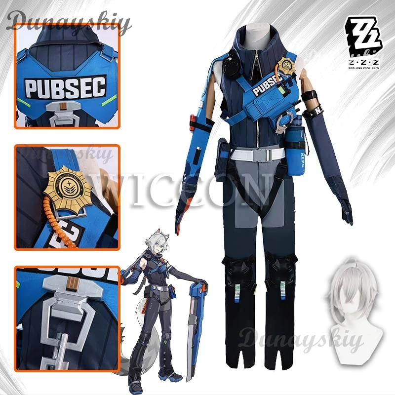 Seth Lowell Cosplay Costume Anime Game Zenless Zone Zero Criminal Investigation Team Uniform Wig Tail Man Carnival Party Suit