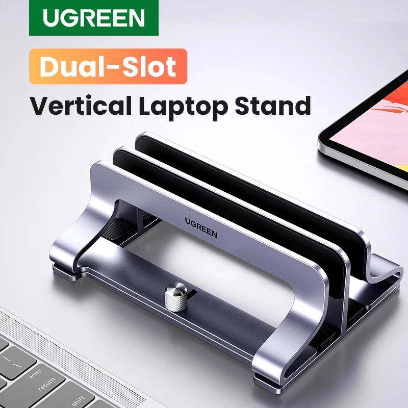 UGREEN Stand Holder Laptop Vertikal Stand Notebook Aluminium Dapat Dilipat Stand Laptop Tablet Support untuk Macbook Air Pro PC 17 Inci