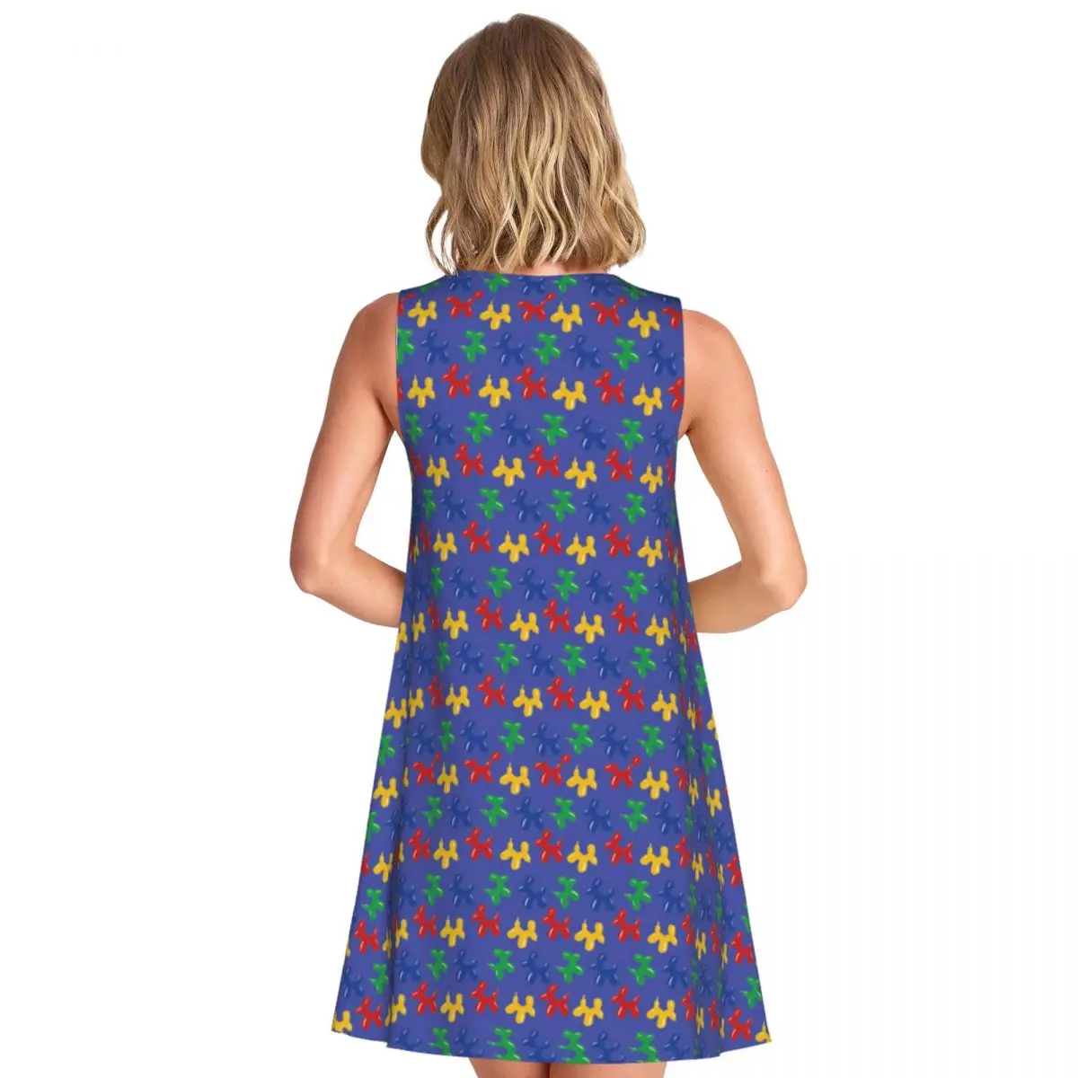 Dog Shaped Balloon Tank Dress Colorful Print Sleeveless Boho Beach Dresses Lady Streetwear Dress Summer Print Vestido Gift Idea