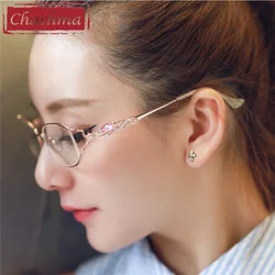 Chashma Women Titanium Eyeglasses Rhinestones Titanium Frame Lentes Optics Top Quality Lady Light Eyewear Female Eye Glasses