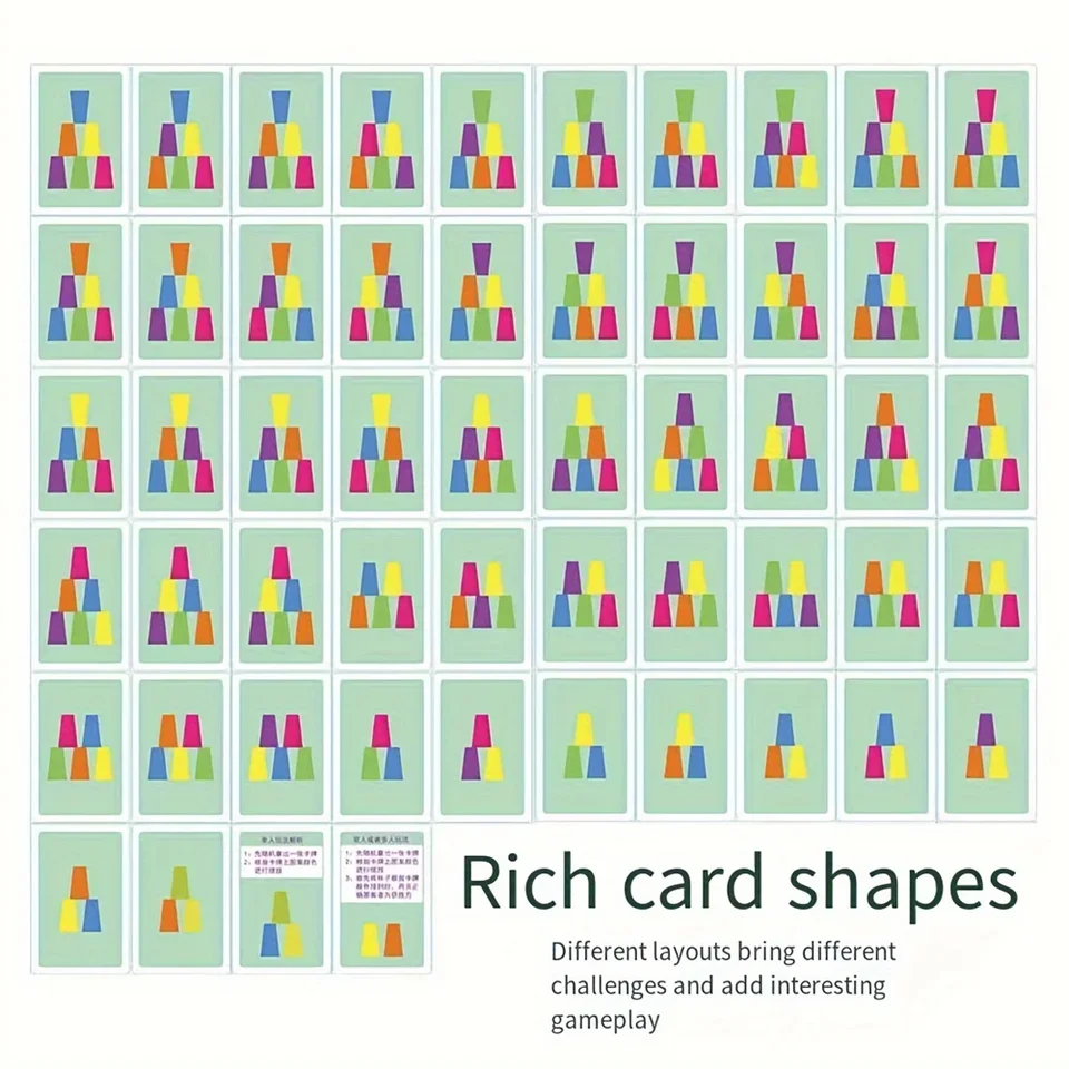 Cups Stacking Tower Game Set for Kids Educational Logic Training Interactive Color Cognition Toy Strategy Games for Party Fun