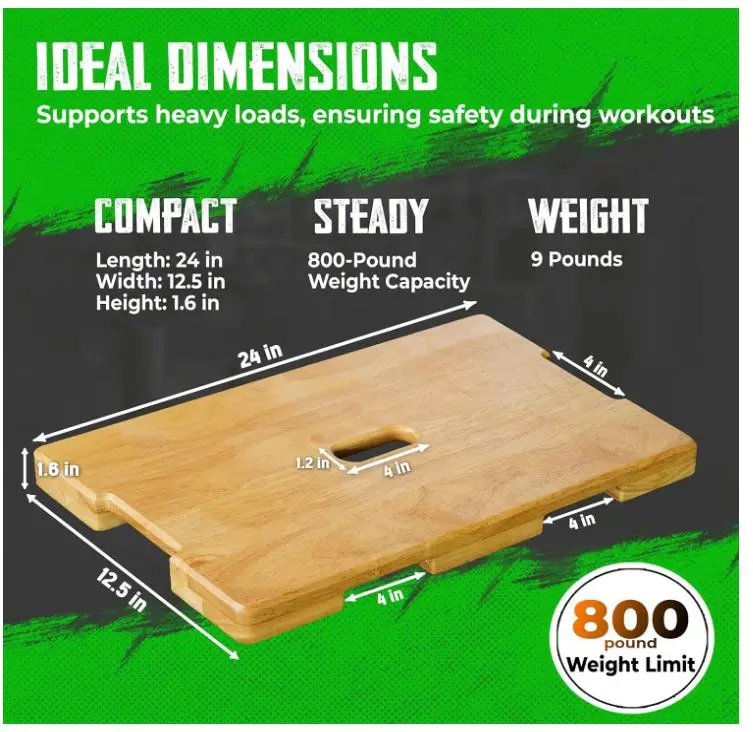 Wood Fitness Board Total Body Home Gym Exercise Platform Resistance Band Workout Stretching Strength
