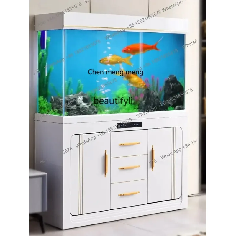 F181 0Square Dragon Fish Tank Super White Glass Bottom Filter Change Water Ecological Landscape Aquarium Living Room