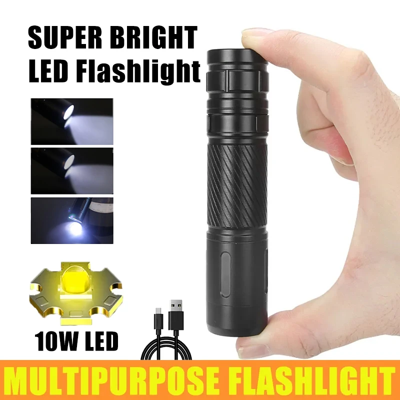 

Mini Portable LED Flashlight Type-c Charging High Lumen Ultra Bright Emergency Lighting Lantern Outdoor Waterproof Camping Torch