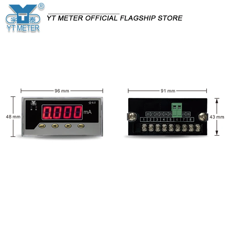 Intelligent digital display milliammeter AC ac500ma DC dc20ma 200ma digital ammeter dp35