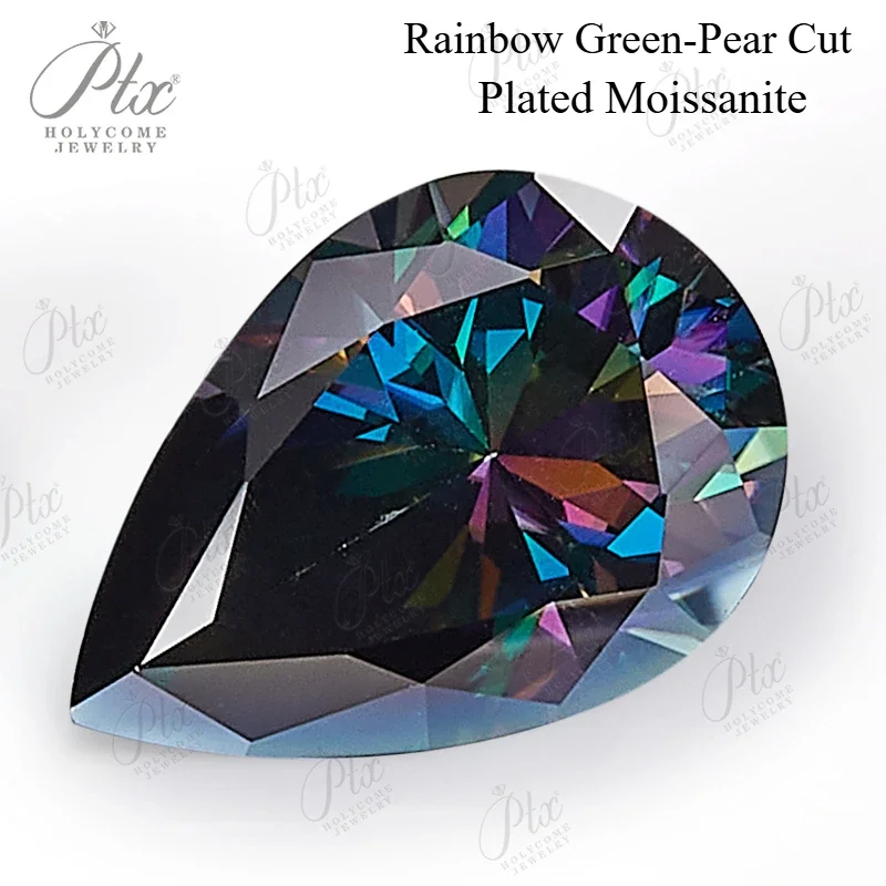 

Moissanite Stone Brilliant Pear Cut Rainbow Green VVS1 Lab Created Diamond GRA Certificate Charms Jewelry Rings Earrings Making
