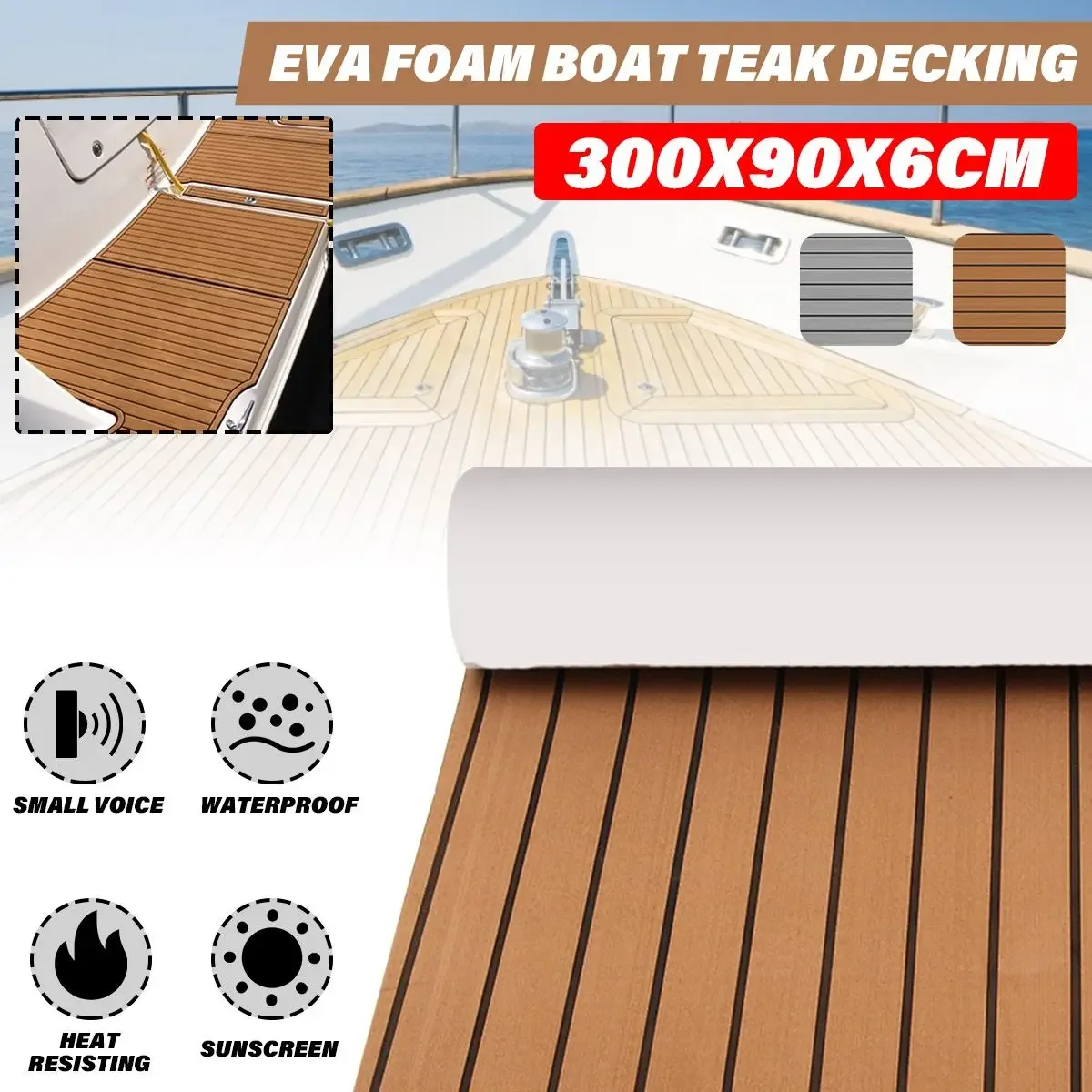 3000x900x6mm autoadesivo schiuma EVA barca Yacht Marine pavimentazione finta imitazione Teak Decking foglio Pad auto camion tappetino marrone