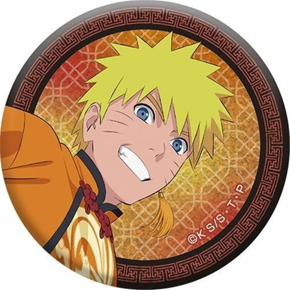 58mm Anime Uzumaki NARUTO Uchiha Sasuke Itachi Hyūga Hinata Cosplay Kostüm Abzeichen Pin SPTE Weißblech Brosche Zubehör