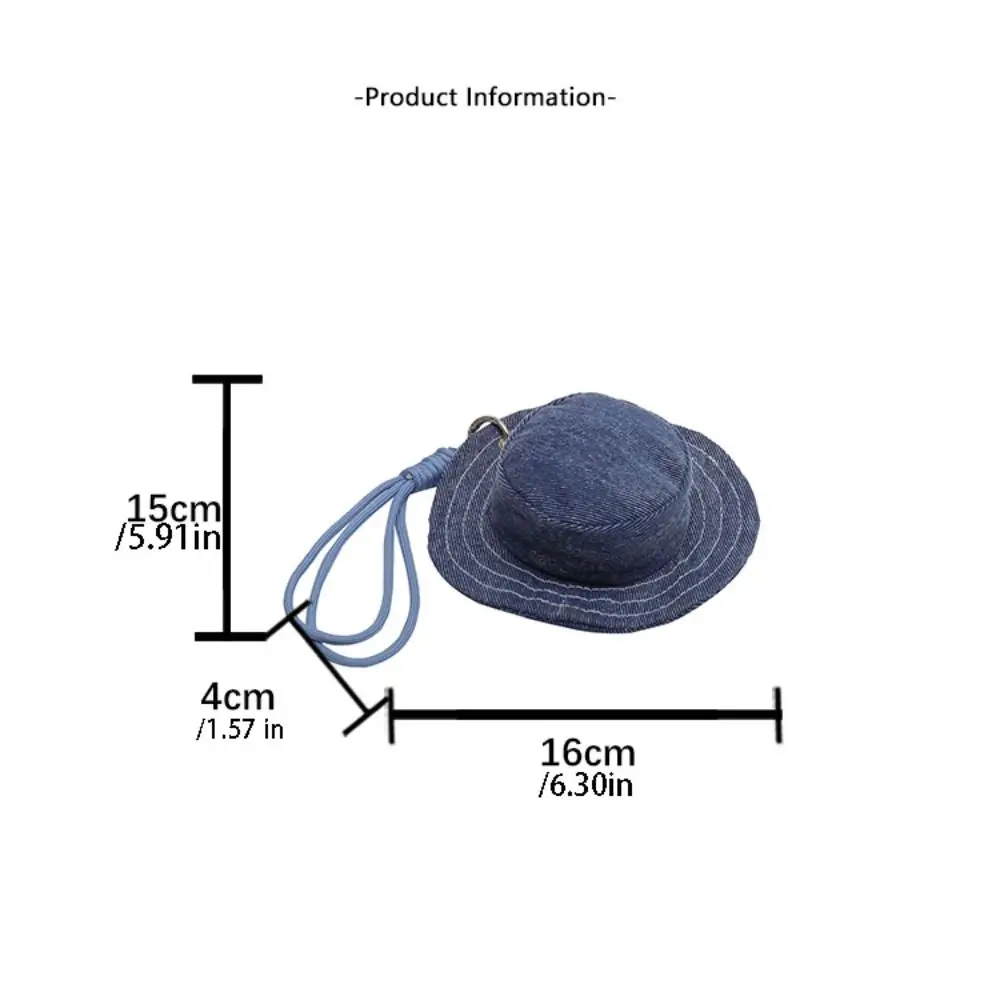 Cute Round Mini Bucket Hat Coin Purse Cute Lanyard Hat Shape Keychain Coin Bag Mini Fisherman Hat Denim Small Wallet Gifts