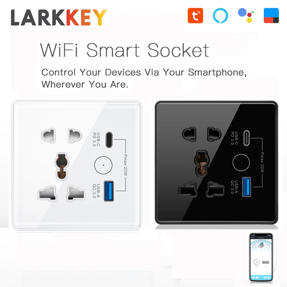 TUYA zigbee/wifi Smart Socket USB TYPE-C Quick Charge EU/UK Universal Port Outlet Voice Control Touch Switch Alexa Google Home