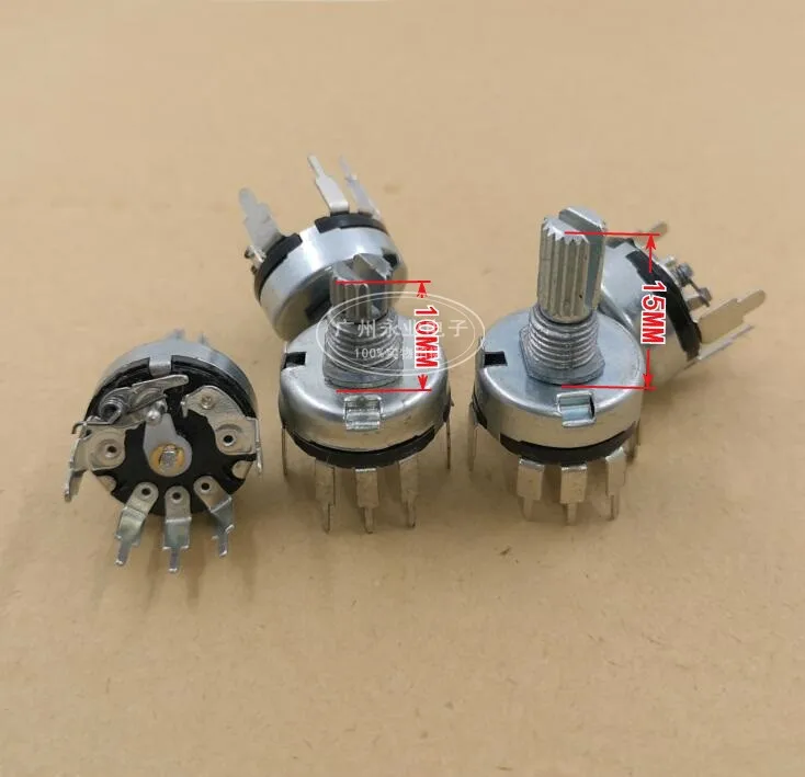 5 Piece RV17 B1K B10K B50K Mono Potentiometer With Switch Vertical 5 Feet Audio Rotation Tuning Speed Potentiometer