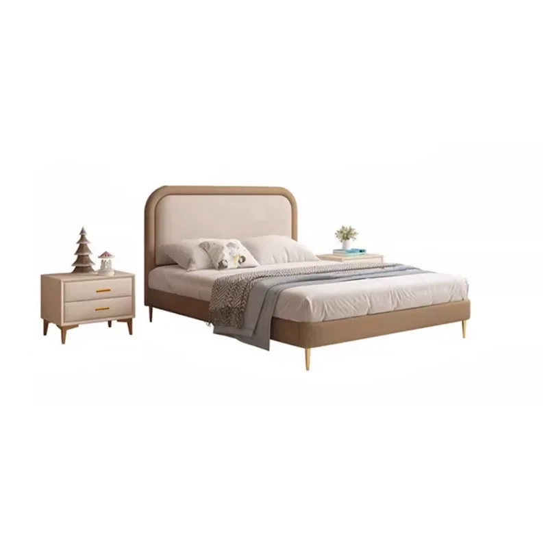 Leather small apartment bedroom, modern simplicity