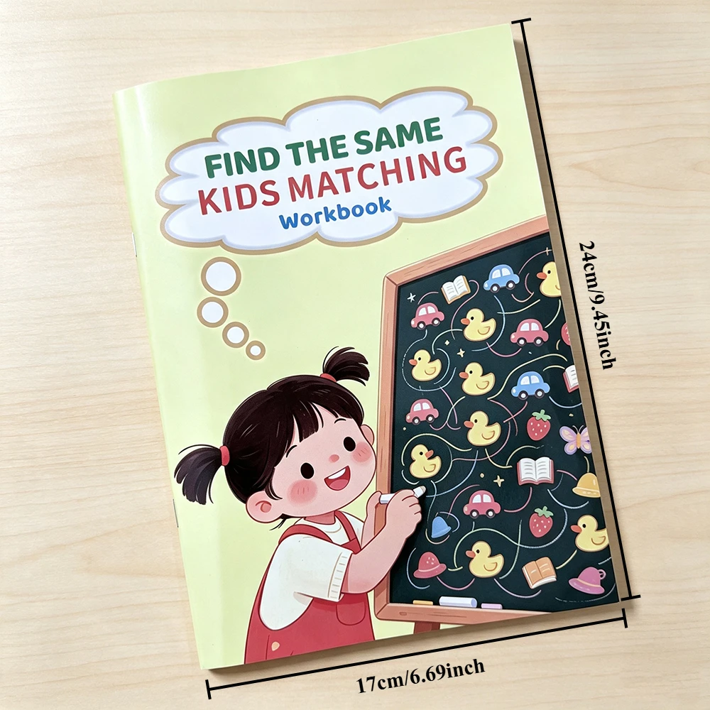 Find The Same Matching Activity Early Learning Workbook, 32 Pages Content Matching Training Book, Whole Brain Development Books