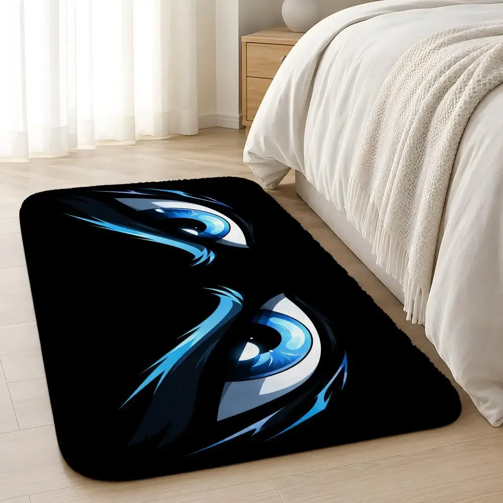 Blue Angry Eye Print Flannel Rug Non-Slip Absorbent Soft Washable Floor Mat For Entryway Hallway Bathroom Kitchen Decor