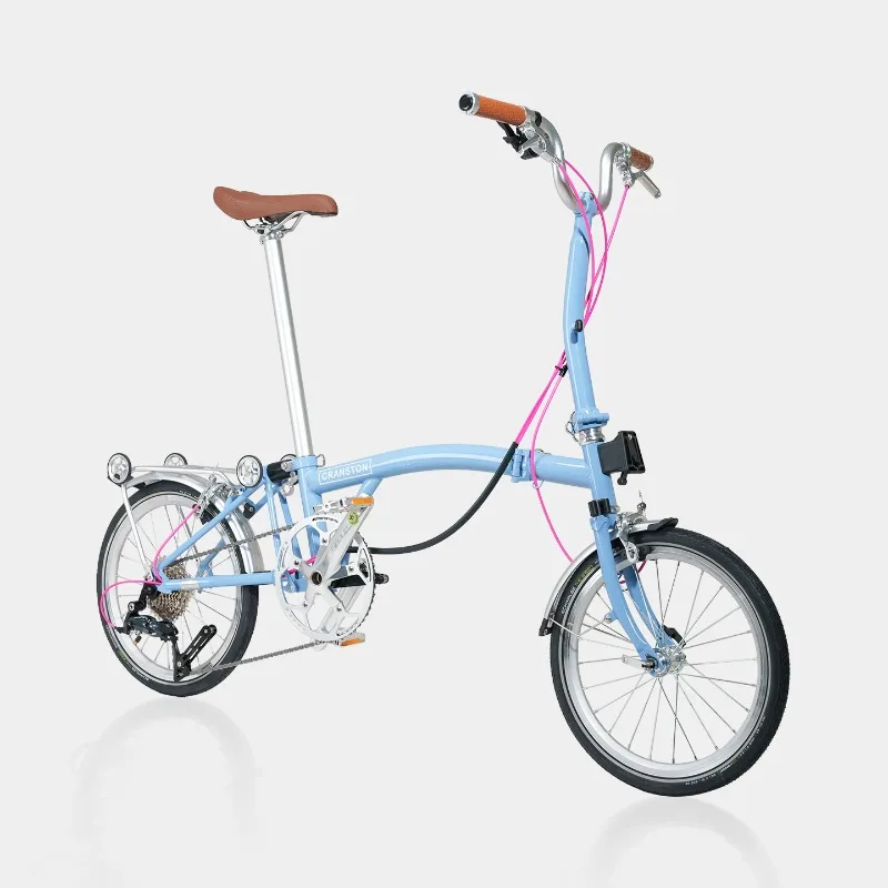 North ice blue M handle/S handle 9-speed 16-inch retro lightweight cloth folding bicycle