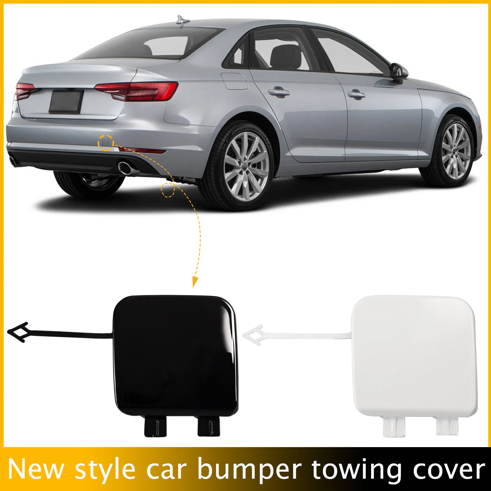 

Rear Bumper Tow Hook Cap Towing Eye Cover For Audi A4 B9 2017-2019 8W5807441 8W5807441GRU Right Passenger Side