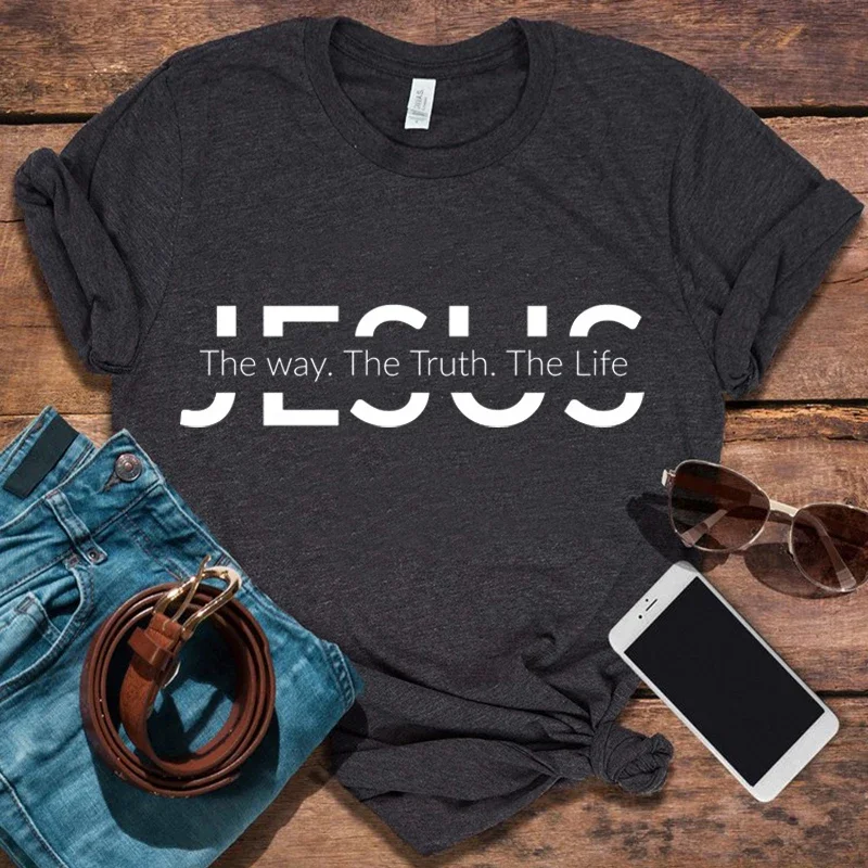 Jesus Shirt Jesus Gift Christian Womens Clothing Jesus The Way The Truth The Life Tee Christian Tops Religious Women Shirts L