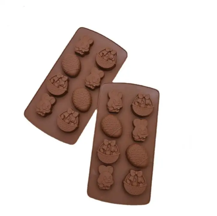 8 Grid Easter Silicone Mould Fondant Molds 3D DIY Bunny Easter Egg Shapes Chocolate Jelly and Candy Cake Mold ni253