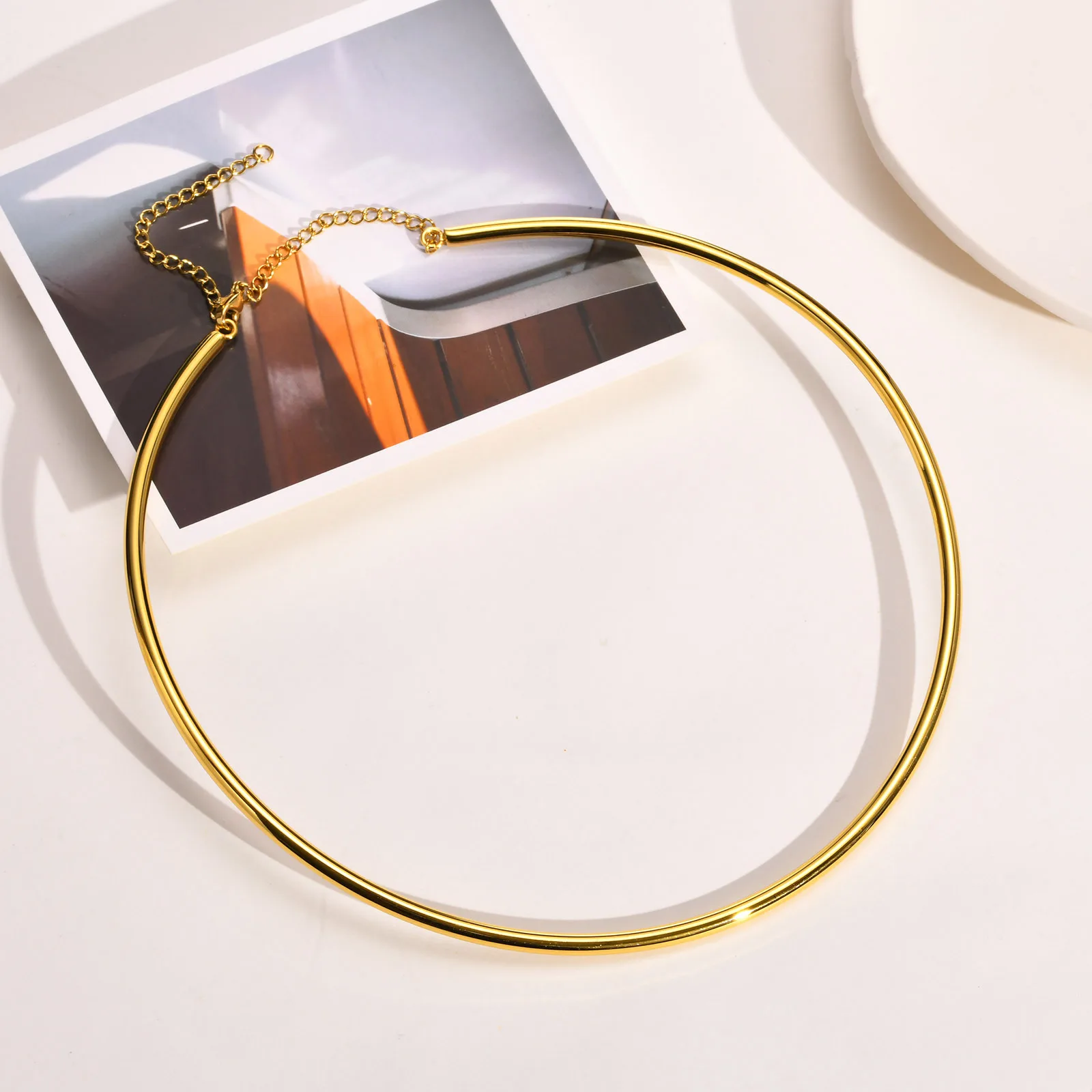 

Gold Color Stainless Steel Jewelry Chain Choker Necklace For Young Girls Mom Girlfriend Valentine's Day Gift