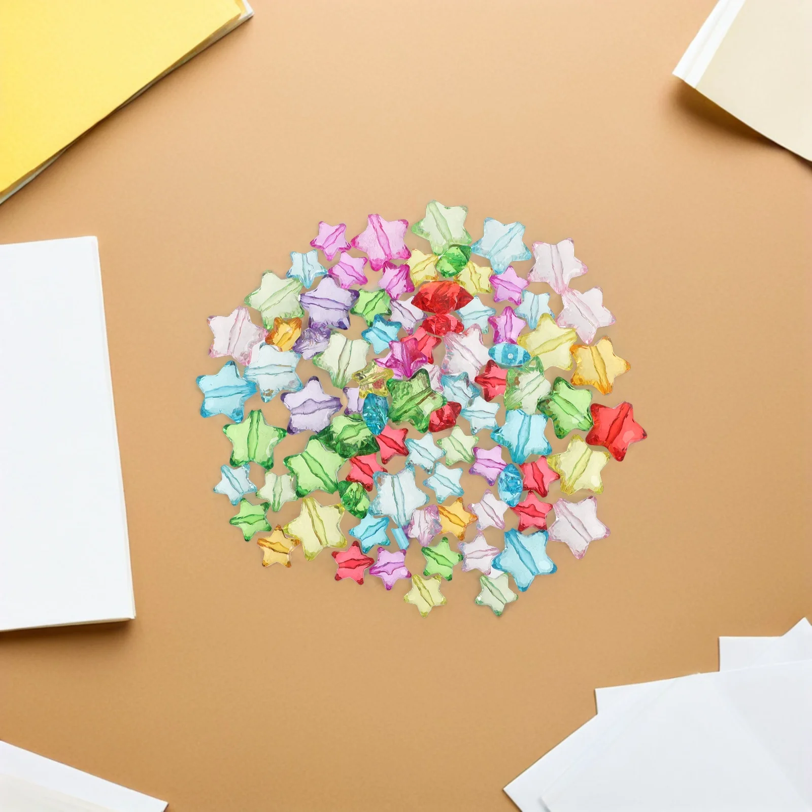 Conjunto de Contas Coloridas em Forma de Estrela, Charms Translúcidos de Estrela de Cinco Pontas para DIY, Suprimentos para Artesanato de Pulseiras e Colares para Crianças