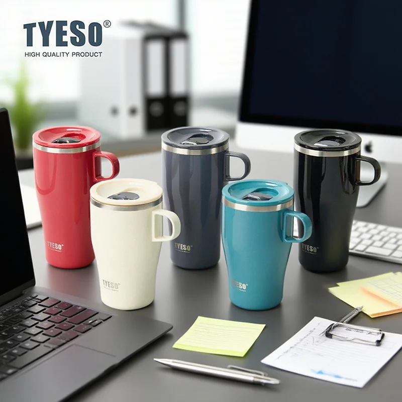 

TYESO 400/500ML Insulated Coffee Cup Stainless Steel Tumbler Bottle Car Mug Thermal Travel Mug for Hot Cold Drinks Home Outdoor