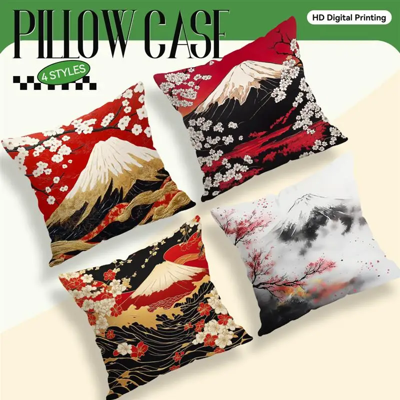 Home Decor Fuji Mountain & Cherry Blossom Pillow Covers Pattern Cushion Cover Suitable for Sofa Bedroom Car Pillow Cover view 5