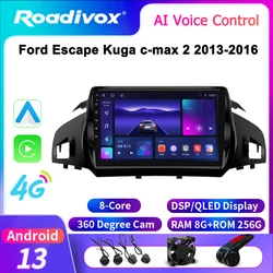 roadivox Android Car Radio for Ford Escape Kuga c-max 2 2013-2016 GPS Navigation Video Stereo Screen Multimedia Player Carplay
