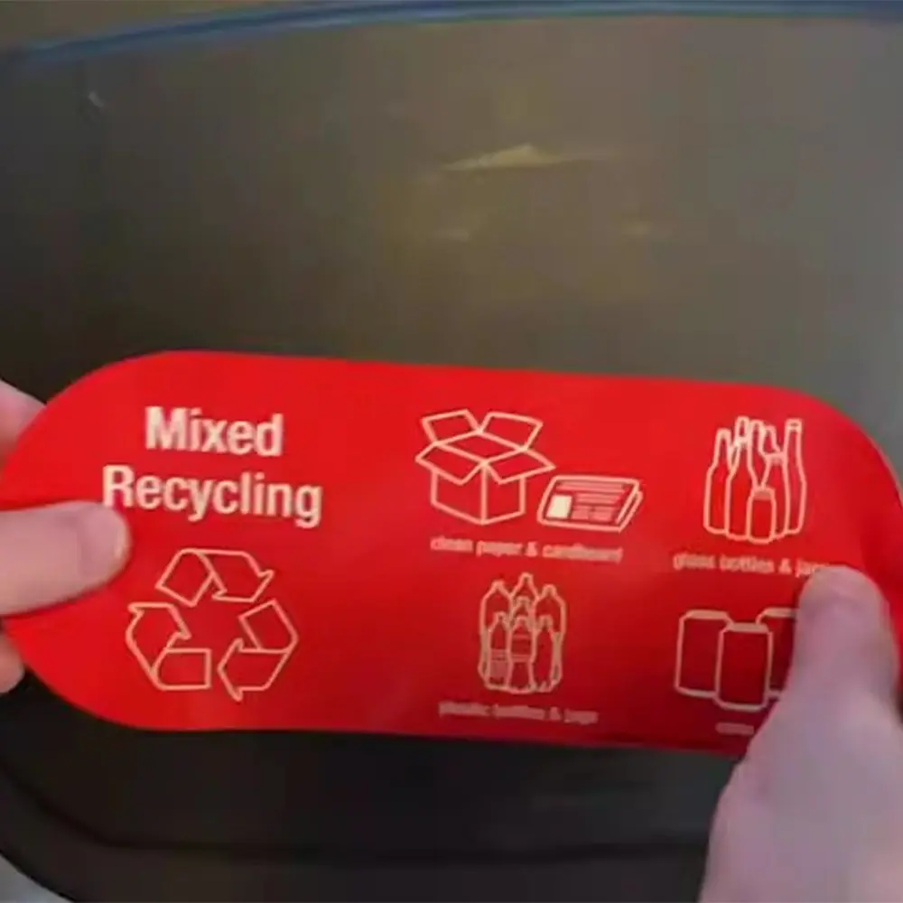 10pcs Waterproof Recycling Sorting Sticker Vinyl Adhesive Label Trash Bin Sticker Removable Decorative Mixed Recycle Sticker