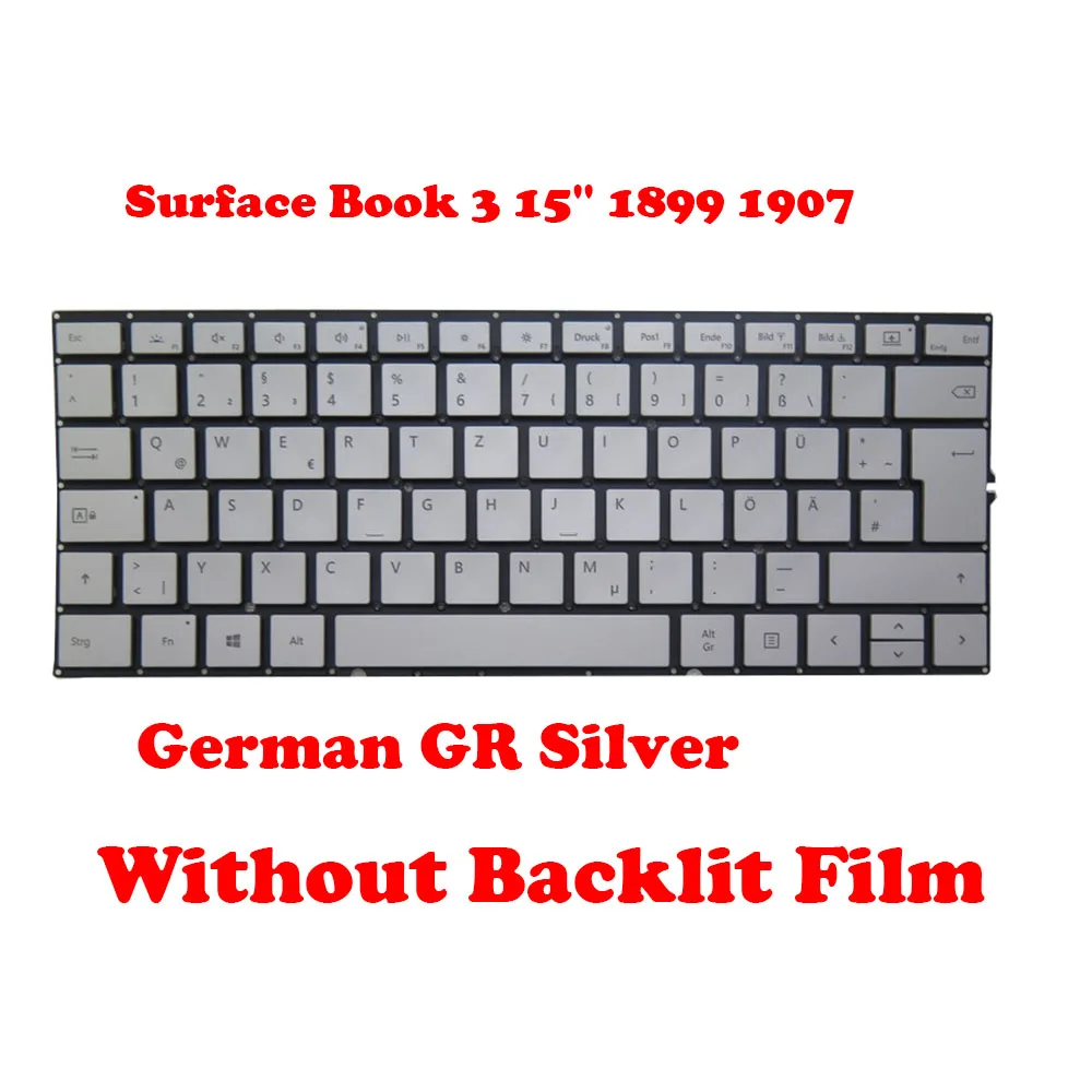

Dock Keyboard For Microsoft Surface Book 3 15'' 1899 1907 German GR Silver