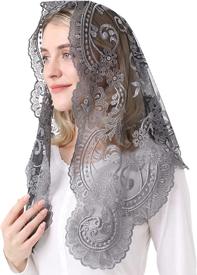 Spanish Traditioanl Triangle Veil Black and White Christian Catholic Church Veils for Women