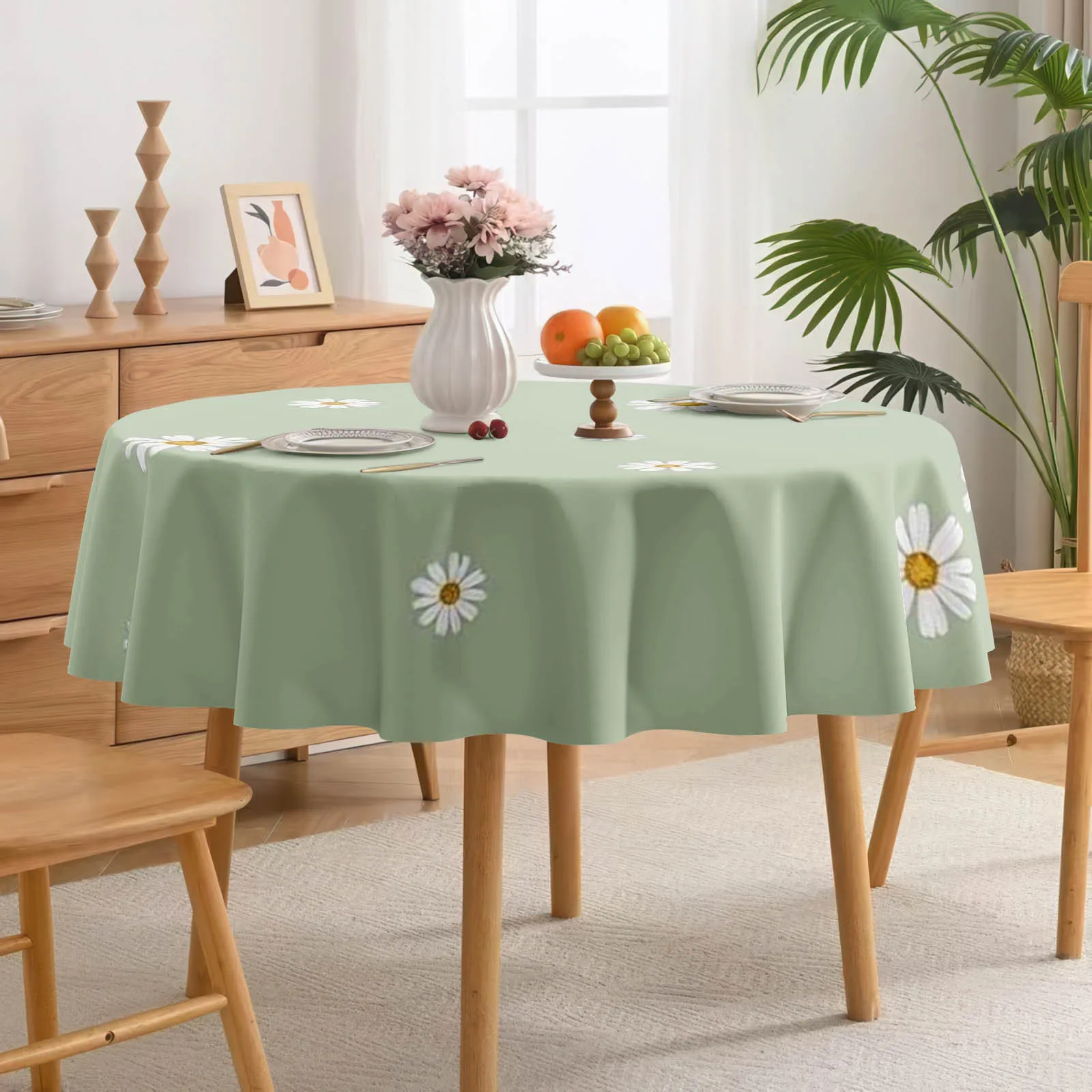 Flat tablecloth, 1 piece per pack. Chrysanthemum flower printed tablecloth.
