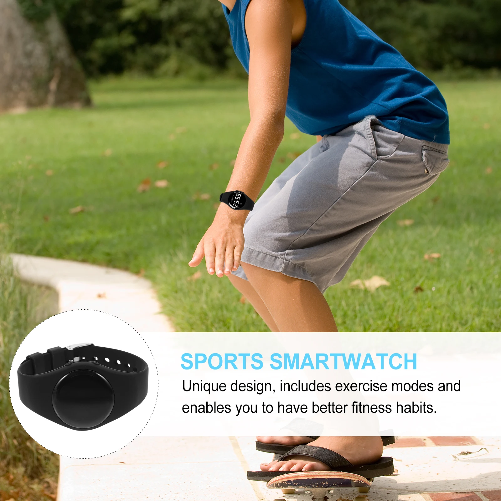 

1 pc Waterproof Smart Sports Watch For Kids Durable Shockproof Fitness Sleep Monitor Lightweight Wristband Unisex Watch