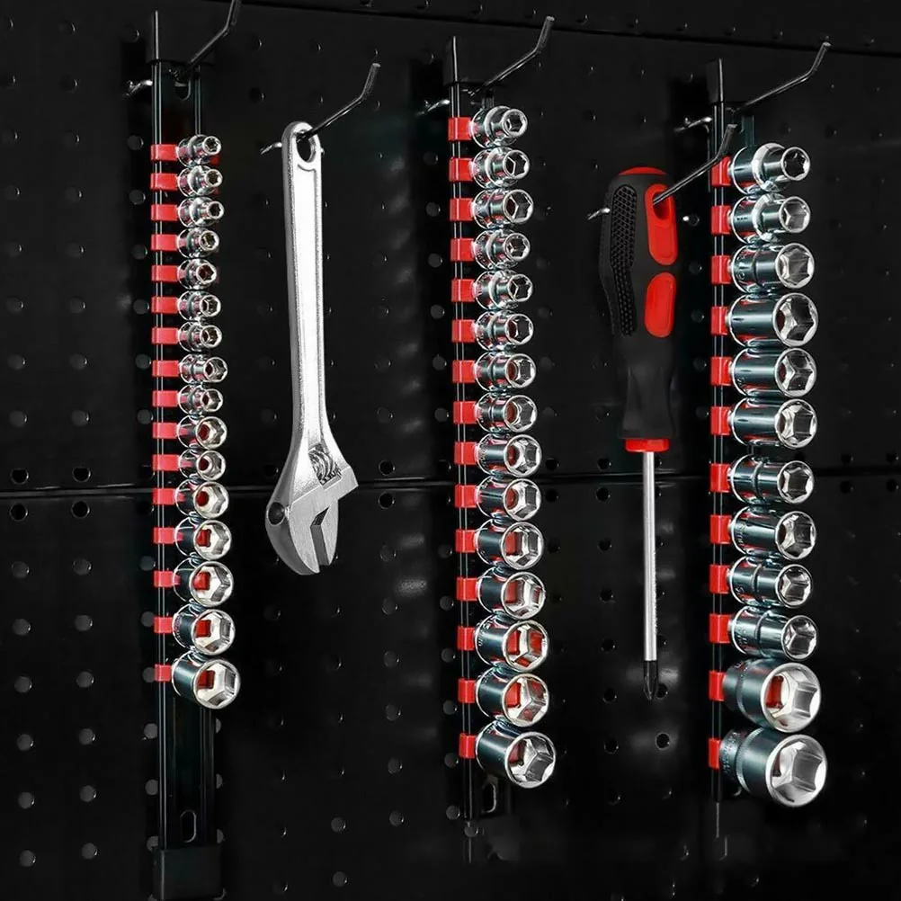 

6pcs 1/4" 3/8" 1/2" Socket Organizer Multi Size Sleeve Holder Durable Frame Holder Socket Rail Rack Storage Clips Tool