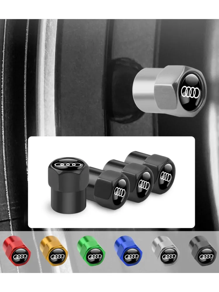 AliExpress QUATTRO 4pcs Car Valve Cap Metal Alloy Road Mountain Bike Tire Valve Cap Dust Protection Cover Accessories For Audi Sline A1 A2 A3 A4 A5
