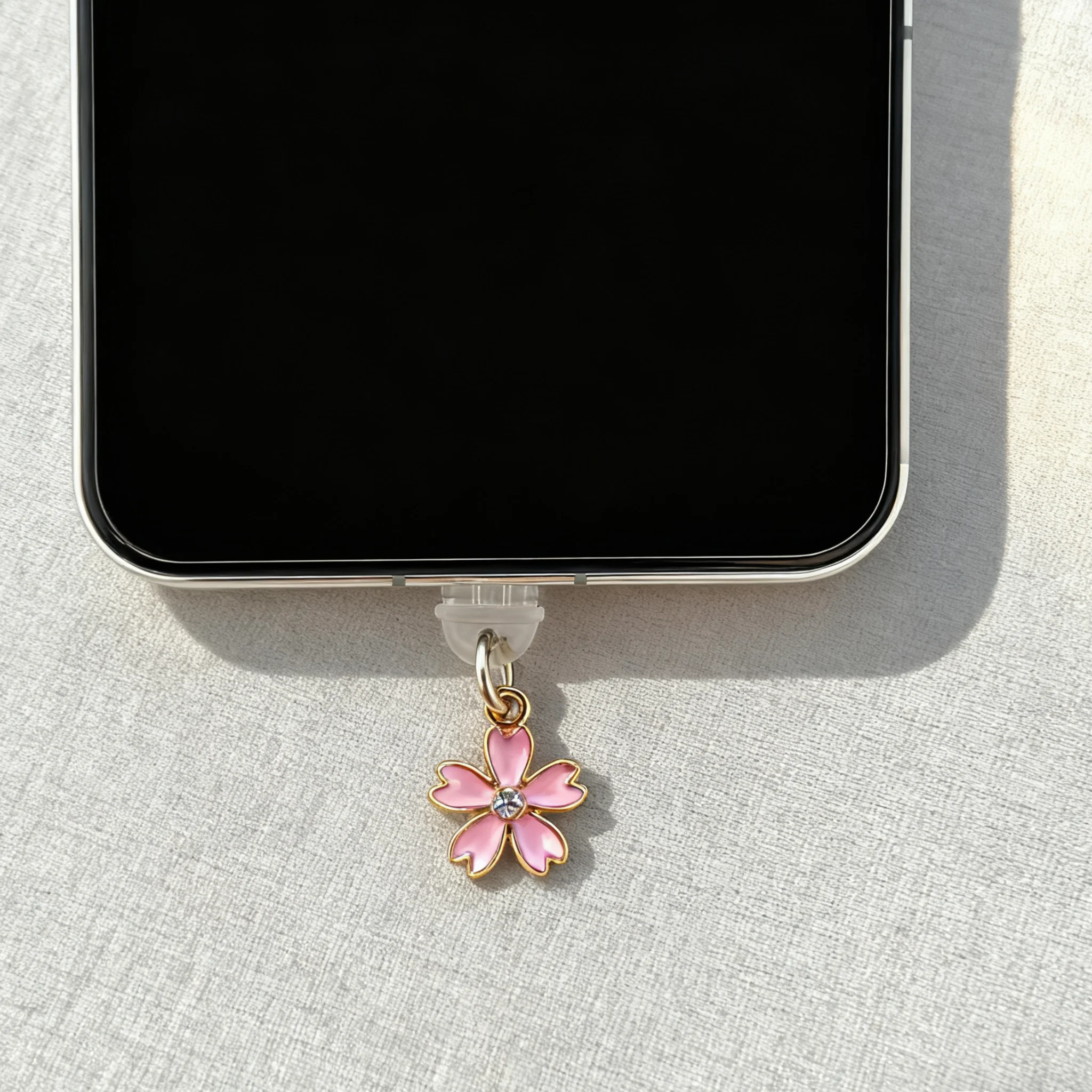 Tapón antipolvo para teléfono con flor de cerezo rosa, una mezcla perfecta de estilo romántico y japonés, añade una linda flor de cerezo siente al su teléfono