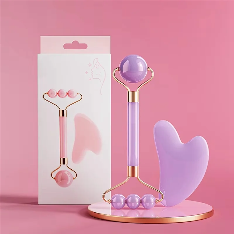 ABWM-뷰티 스킨케어 더블 헤드 페이셜 마사지 롤러 페이스 리프팅 타이트닝 레진 괄사 보드 롤러 아이즈 페이스 스파 마사저