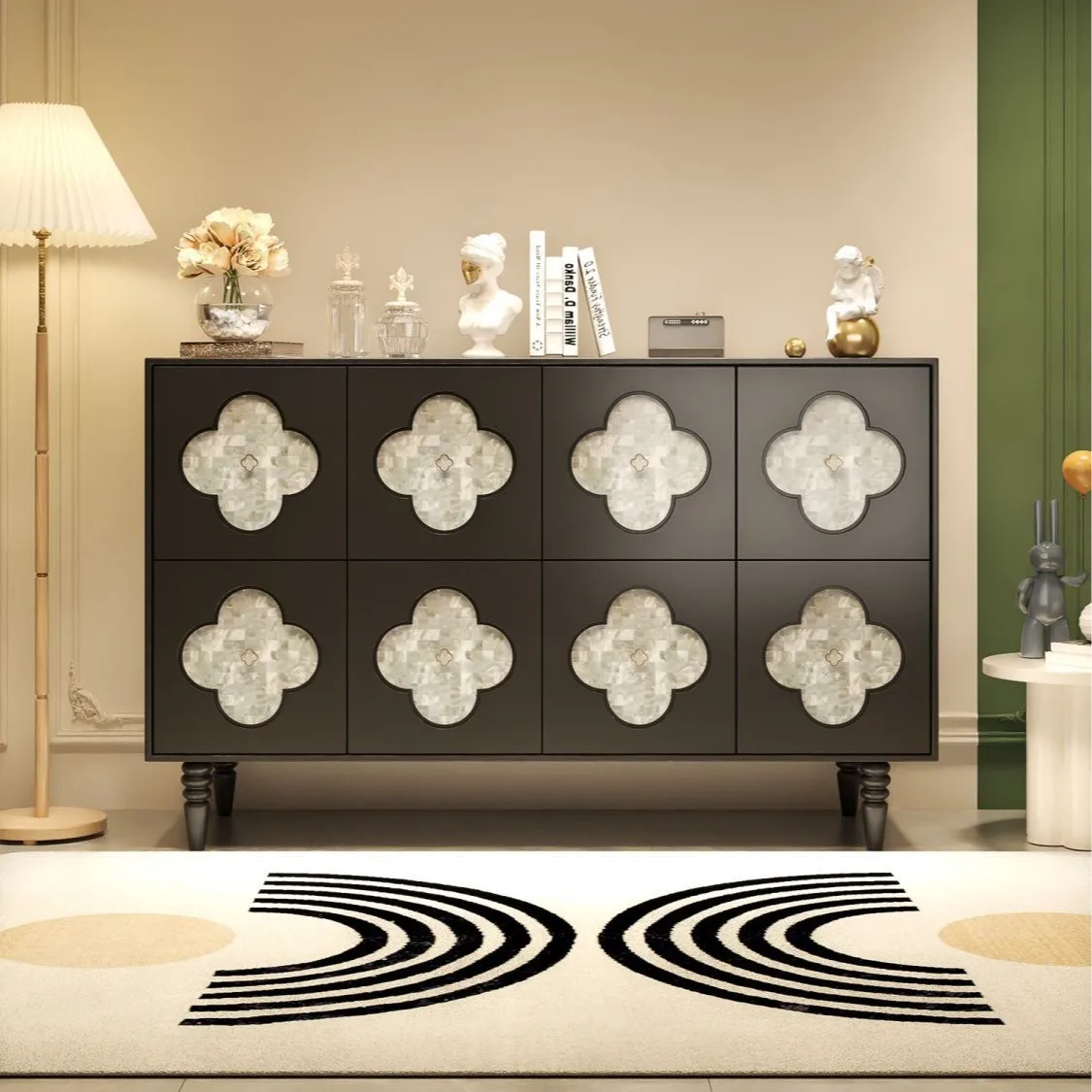 

Customizable medieval shoe cabinet four-leaf clover four palace cabinet