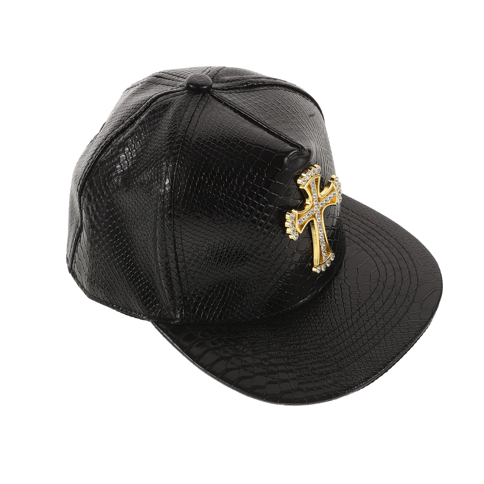 

Texture PU Baseball Caps Hip Hop Cross Decorative Hat Summer Fashion Women Men Streetwear Sun Protection