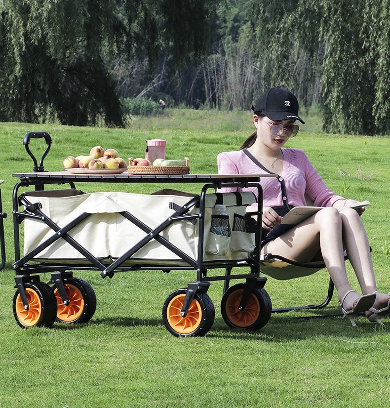 

Camping Carts Table Board Camping Carts Hand Push Picnic Outdoor Pull Rods Small Pull Carts Folding Camping Trailers