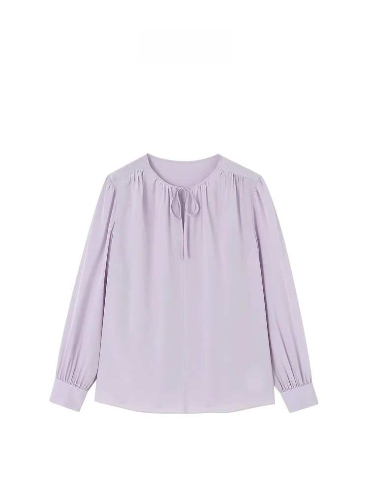 

Indicia Gentle Style Silk Shirt Lavender Pale Soft Wind Silk Women's Shirt Breathable Lightweight Long Sleeve Casual...