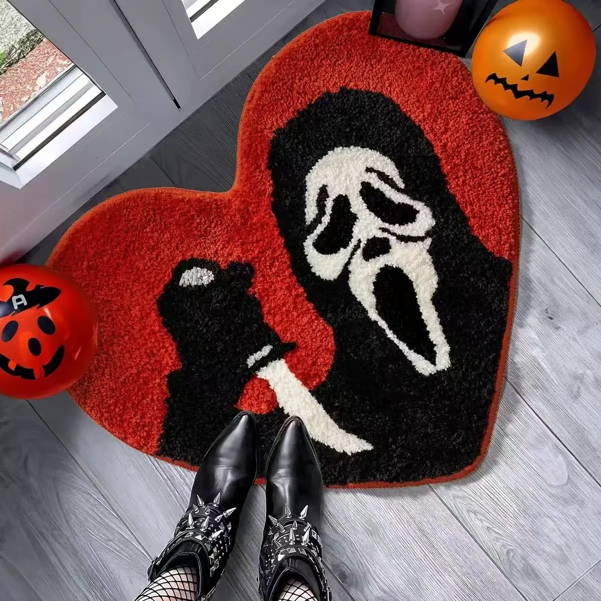 Halloween Alien Faux Cashmere Non-Slip Rug Warm Living Room Mat Skin-Friendly Bedroom Bedside Carpet Holiday Decorative Blanket