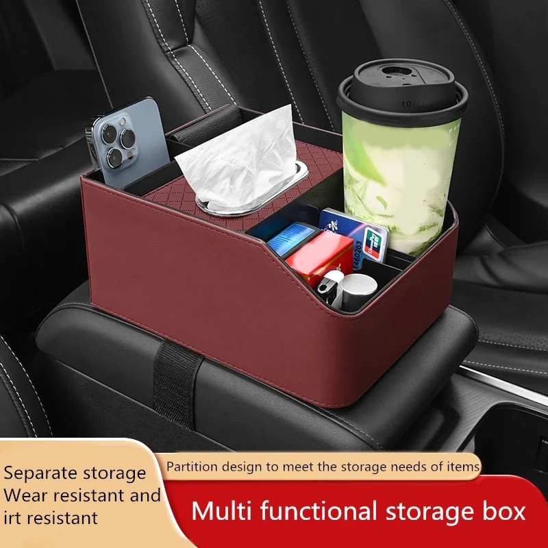 

Car Center Console Storage Box Console Cup Holder Portable Adjustable Car Armrest Box Tissue Box Holder Water Bottle Holder